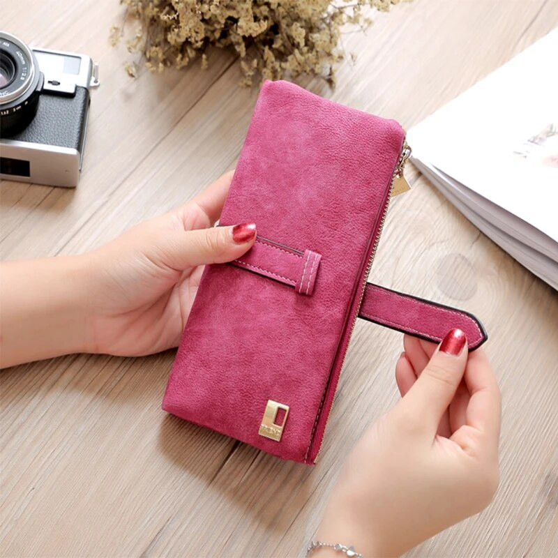 Geestock Sieviešu Maks Monētu Maks PU Matēts Divi Salokāmi Maki ar rāvējslēdzēju Mobilā tālruņa dizaina karšu turētājs Sieviešu Sajūgi Maks