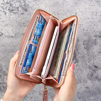 Πορτοφόλια μόδας Πορτοφόλι με φερμουάρ κέρματα Lady μακριά κοντό πορτοφόλια Τσάντες γυναικείες θήκες για κάρτες Clutch PU Δερμάτινο Moneybag Billfold Wallet