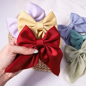 Noi agrafe de păr cu fundă dulce de culoare solidă Agrafe de păr cu fundătură pentru fete Barrette fluture din satin Clip cu cic de rață Accesorii de păr pentru copii