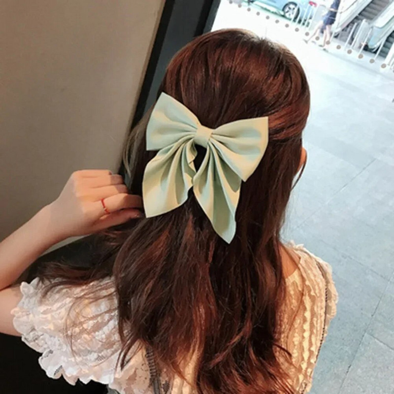 Jaunas Sweet Bow matu sprādzes vienkrāsainas Bowknot matu sprādzes meitenēm Satīns Butterfly Barrettes Duckbill Clip Bērnu matu aksesuāri