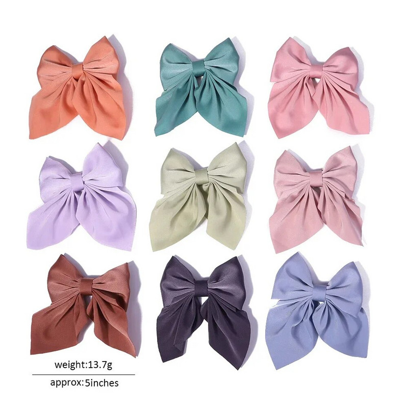Jaunas Sweet Bow matu sprādzes vienkrāsainas Bowknot matu sprādzes meitenēm Satīns Butterfly Barrettes Duckbill Clip Bērnu matu aksesuāri