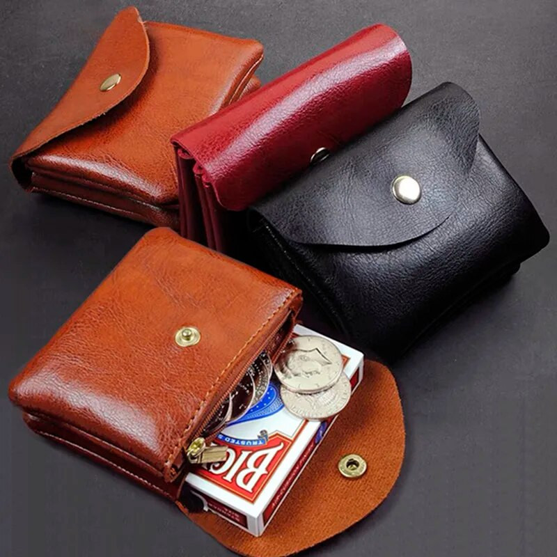 Ρετρό τσαντάκι νομισμάτων για γυναίκες θήκη κάρτας διπλής στρώσης Μίνι πορτοφόλι ποιοτικού λαδιού κεριού δέρματος με φερμουάρ Θήκη αποθήκευσης κραγιόν για ακουστικά