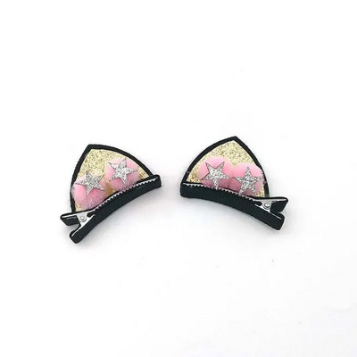 2 bucăți drăguțe agrafe de păr urechi de pisică pentru fete sclipici curcubeu pâslă țesătură flori agrafe de păr Copii accesorii pentru păr pentru copii