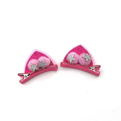 2 bucăți drăguțe agrafe de păr urechi de pisică pentru fete sclipici curcubeu pâslă țesătură flori agrafe de păr Copii accesorii pentru păr pentru copii