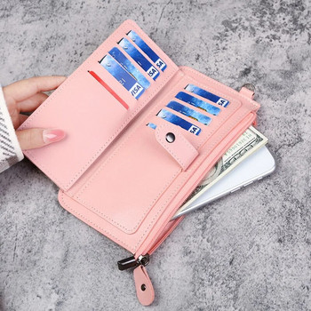 Fashion PU Δερμάτινα μακριά πορτοφόλια 2023 Νέο γυναικείο πορτοφόλι Πολυλειτουργικό φοιτητικό πορτοφόλι με φερμουάρ με συμπλέκτη πολλαπλών καρτών