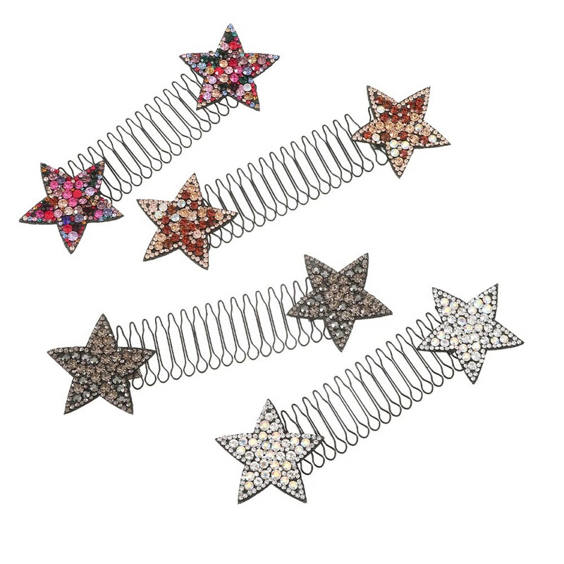 Rhinestone Star Nähtamatu Katkised Juuksed Juuksenõel täiskasvanutele Tiara Tööriistad Rullkõver nõel tukk Fikseeritud sisestusega kammi kujundamise tarvikud