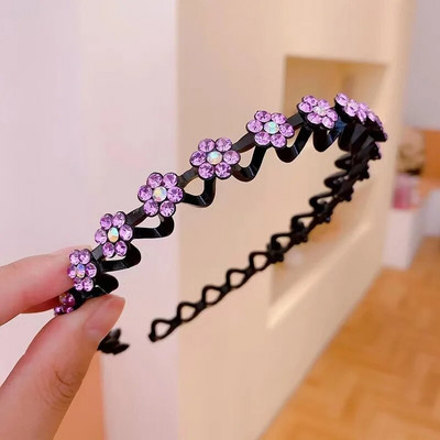 Moda strasuri perle bentite de par anti-alunecare bentiță elastică floare femei benzi pentru cerc de păr lunetă fete accesorii de păr toaletă