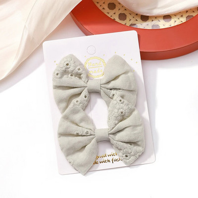 2 buc/set fundite pentru fete agrafe de păr broderie imprimare agrafe de păr de culoare uni bowknot barete lucrate manual accesorii de păr pentru copii
