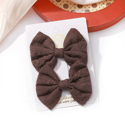 2 buc/set fundite pentru fete agrafe de păr broderie imprimare agrafe de păr de culoare uni bowknot barete lucrate manual accesorii de păr pentru copii