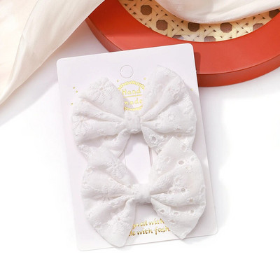2 buc/set fundite pentru fete agrafe de păr broderie imprimare agrafe de păr de culoare uni bowknot barete lucrate manual accesorii de păr pentru copii