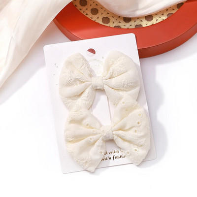 2 buc/set fundite pentru fete agrafe de păr broderie imprimare agrafe de păr de culoare uni bowknot barete lucrate manual accesorii de păr pentru copii
