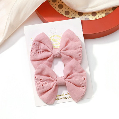2 buc/set fundite pentru fete agrafe de păr broderie imprimare agrafe de păr de culoare uni bowknot barete lucrate manual accesorii de păr pentru copii