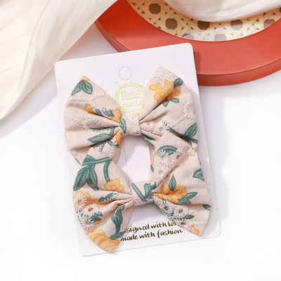 2 buc/set fundite pentru fete agrafe de păr broderie imprimare agrafe de păr de culoare uni bowknot barete lucrate manual accesorii de păr pentru copii