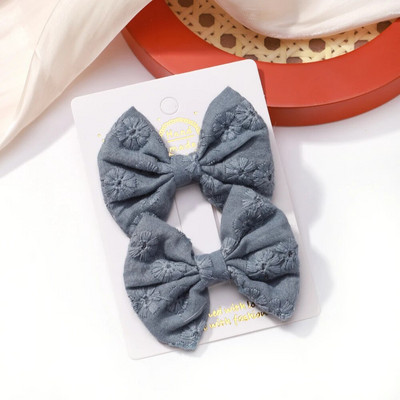 2 buc/set fundite pentru fete agrafe de păr broderie imprimare agrafe de păr de culoare uni bowknot barete lucrate manual accesorii de păr pentru copii
