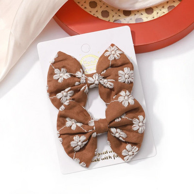 2 buc/set fundite pentru fete agrafe de păr broderie imprimare agrafe de păr de culoare uni bowknot barete lucrate manual accesorii de păr pentru copii