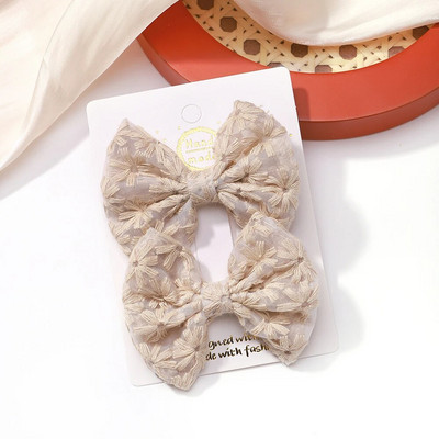 2 buc/set fundite pentru fete agrafe de păr broderie imprimare agrafe de păr de culoare uni bowknot barete lucrate manual accesorii de păr pentru copii