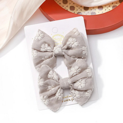 2 buc/set fundite pentru fete agrafe de păr broderie imprimare agrafe de păr de culoare uni bowknot barete lucrate manual accesorii de păr pentru copii