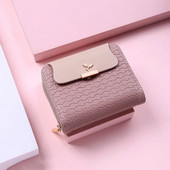 Нов дамски портфейл Leaf Hasp Clutch Марка Студентско кожено мини портмоне за монети Женска чанта за пари