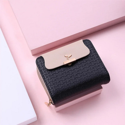 Нов дамски портфейл Leaf Hasp Clutch Марка Студентско кожено мини портмоне за монети Женска чанта за пари