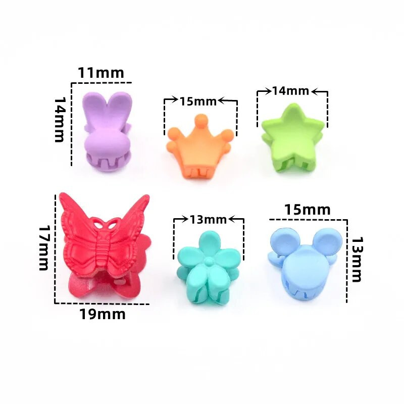 20-60 tk/pakendis segavärvid Mini Butterfly juukseklambrid Juuste kujundamise aksessuaarid Tööriist Plastikust Mini Cute Claw Juukseklambrid Juukseklambrid