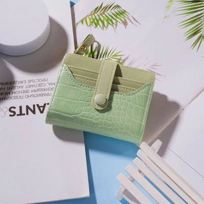 Retro krokodilu apdrukas sieviešu īss maks ar temperamentu vairāku kāršu spraugām, lakotas virsmas ūdensnecaurlaidīgs monētu maks