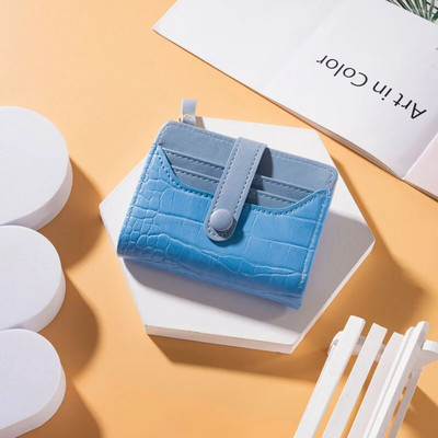 Retro krokodilu apdrukas sieviešu īss maks ar temperamentu vairāku kāršu spraugām, lakotas virsmas ūdensnecaurlaidīgs monētu maks