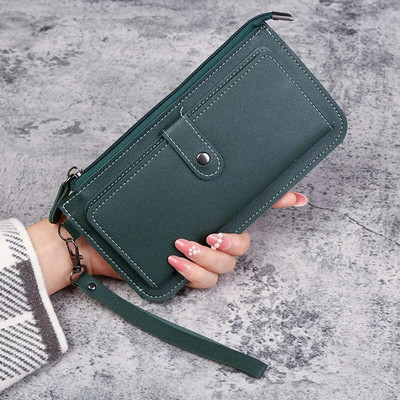 PU-nahast pikk naiste rahakott Multifunktsionaalne mitme kaardi asendiga siduriga pandla tõmblukk Õpilasekott Õhuke naistekott Õhuke rahakott