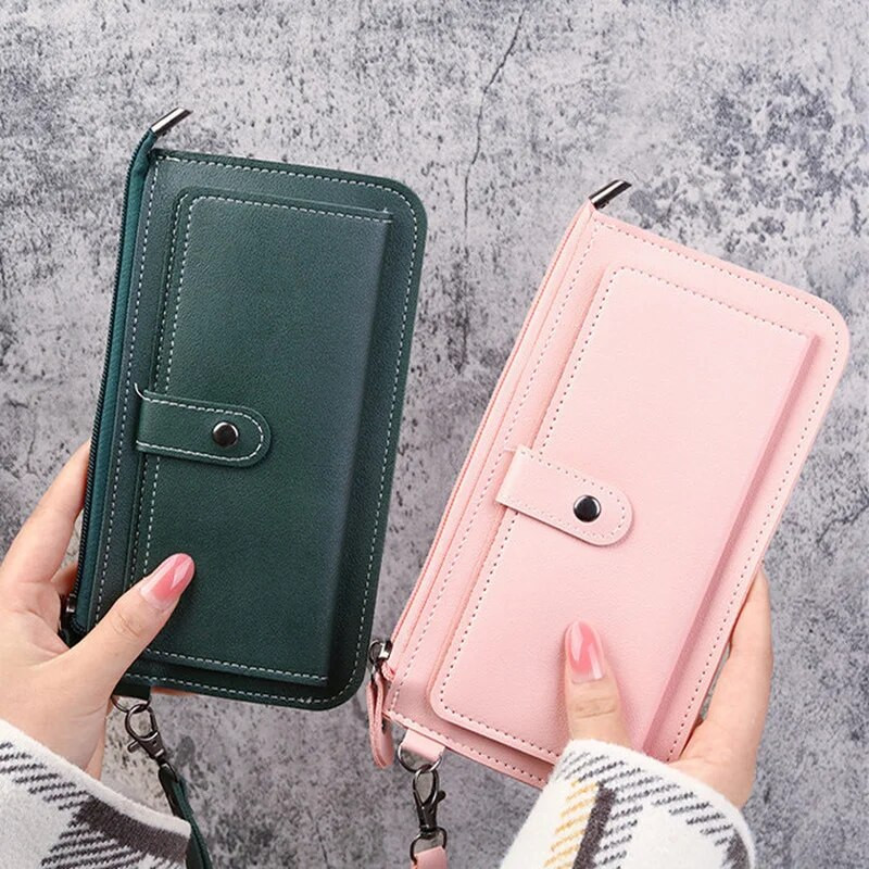 PU-nahast pikk naiste rahakott Multifunktsionaalne mitme kaardi asendiga siduriga pandla tõmblukk Õpilasekott Õhuke naistekott Õhuke rahakott