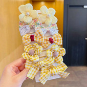 10 vnt. Mergaičių Gėlių elastinės plaukų juostelės Vaikams Saldūs plaukų kaklaraiščiai Mados guminės juostelės Elastinės Bowknot Plaukų juostelės Plaukų aksesuarai