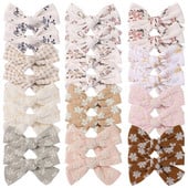 2 tk/komplekt Sweet Flower Print Bowknot juukseklambrid armsatele beebitüdrukutele Puuvillased vibud Juuksenõelad Barrettes Peakatted Laste Juuste Aksessuaarid
