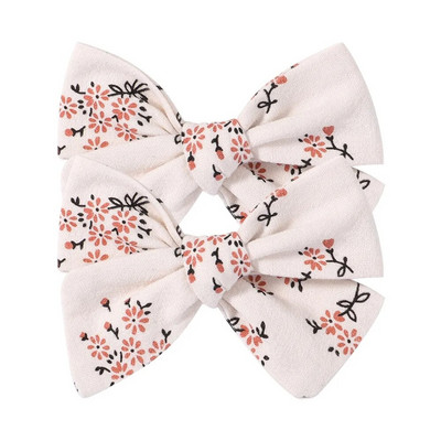 2 tk/komplekt Sweet Flower Print Bowknot juukseklambrid armsatele beebitüdrukutele Puuvillased vibud Juuksenõelad Barrettes Peakatted Laste Juuste Aksessuaarid