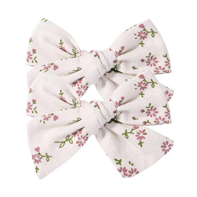 2 tk/komplekt Sweet Flower Print Bowknot juukseklambrid armsatele beebitüdrukutele Puuvillased vibud Juuksenõelad Barrettes Peakatted Laste Juuste Aksessuaarid