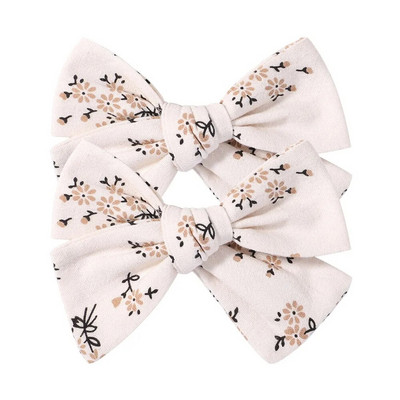 2 tk/komplekt Sweet Flower Print Bowknot juukseklambrid armsatele beebitüdrukutele Puuvillased vibud Juuksenõelad Barrettes Peakatted Laste Juuste Aksessuaarid
