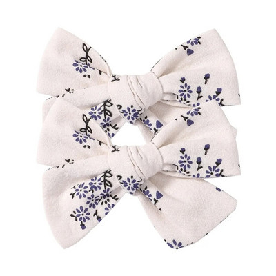 2 tk/komplekt Sweet Flower Print Bowknot juukseklambrid armsatele beebitüdrukutele Puuvillased vibud Juuksenõelad Barrettes Peakatted Laste Juuste Aksessuaarid