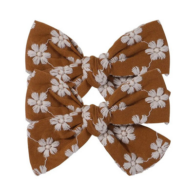 2 tk/komplekt Sweet Flower Print Bowknot juukseklambrid armsatele beebitüdrukutele Puuvillased vibud Juuksenõelad Barrettes Peakatted Laste Juuste Aksessuaarid