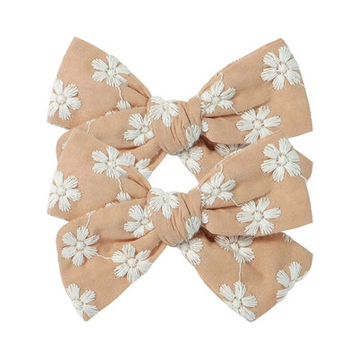 2 tk/komplekt Sweet Flower Print Bowknot juukseklambrid armsatele beebitüdrukutele Puuvillased vibud Juuksenõelad Barrettes Peakatted Laste Juuste Aksessuaarid