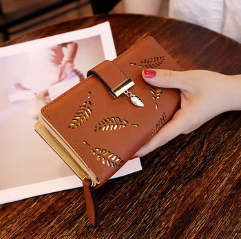 Γυναικεία πορτοφόλια μακριά πορτοφόλια σε κούφια φύλλα για κορίτσια Γυναικεία χρήματα Θήκη για κάρτα κερμάτων με τσέπη Γυναικείες τσάντες συμπλέκτη τηλεφώνου
