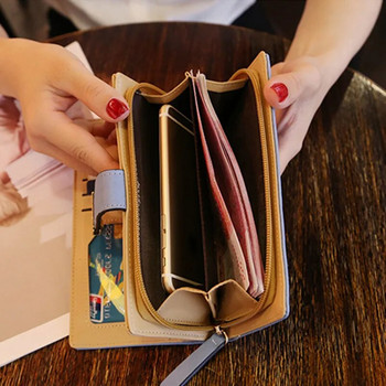 Γυναικεία πορτοφόλια μακριά πορτοφόλια σε κούφια φύλλα για κορίτσια Γυναικεία χρήματα Θήκη για κάρτα κερμάτων με τσέπη Γυναικείες τσάντες συμπλέκτη τηλεφώνου