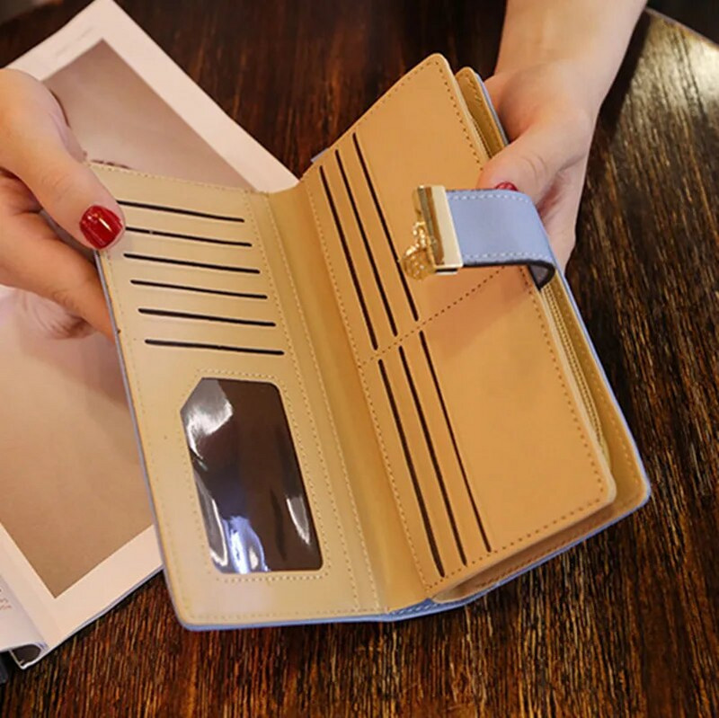 Sieviešu somiņas ar dobām lapām, gari maki meitenēm, dāmām, naudas monētu kabatas karšu turētājs Sieviešu tālruņa sajūga somas