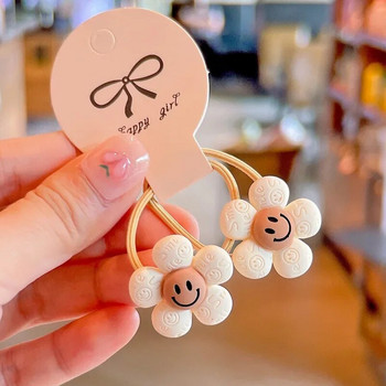 ΝΕΑ Κορεάτικα κινούμενα σχέδια σοκολάτα ελαστικές κορδέλες μαλλιών Bear Rabbit Hair Ties Rope Girls Gum Smile Flower Scrunchies Kid Ponytail Holder
