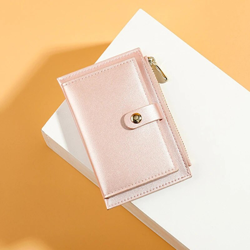 Pearl PU-nahast naiste rahakott Moodne tõmblukk Lühike naiste mündikott Naiste rahakott, klamber krediitkaardihoidja, sidur, naiste rahakott