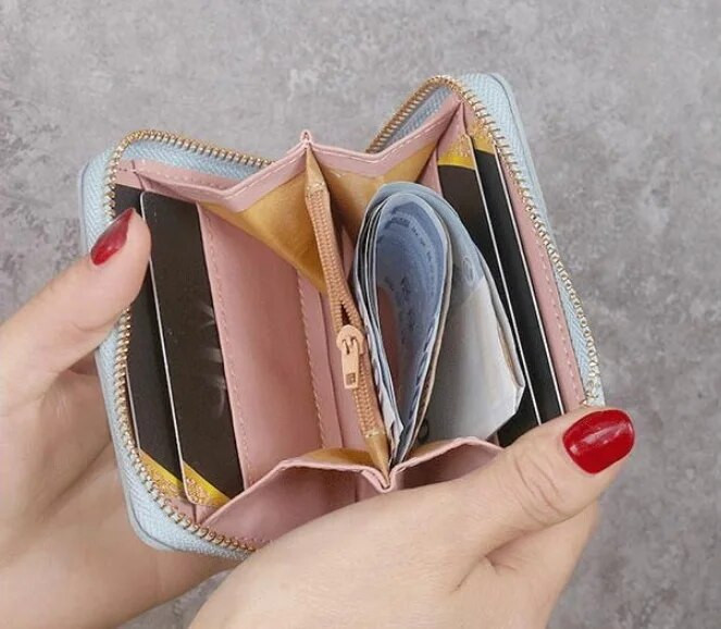 Jauna korejiešu multfilma Kaķu PU ādas maki Sieviešu īsie daudzfunkcionālie karšu turētāji Atslēgu maki Jauki bērnu maki studentiem