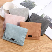 Womne Wallet Vintage Simple Short Flod Card Портмоне за монети Fashion Student Solid Color Pu Leather Mini Wallets Сумка Женская