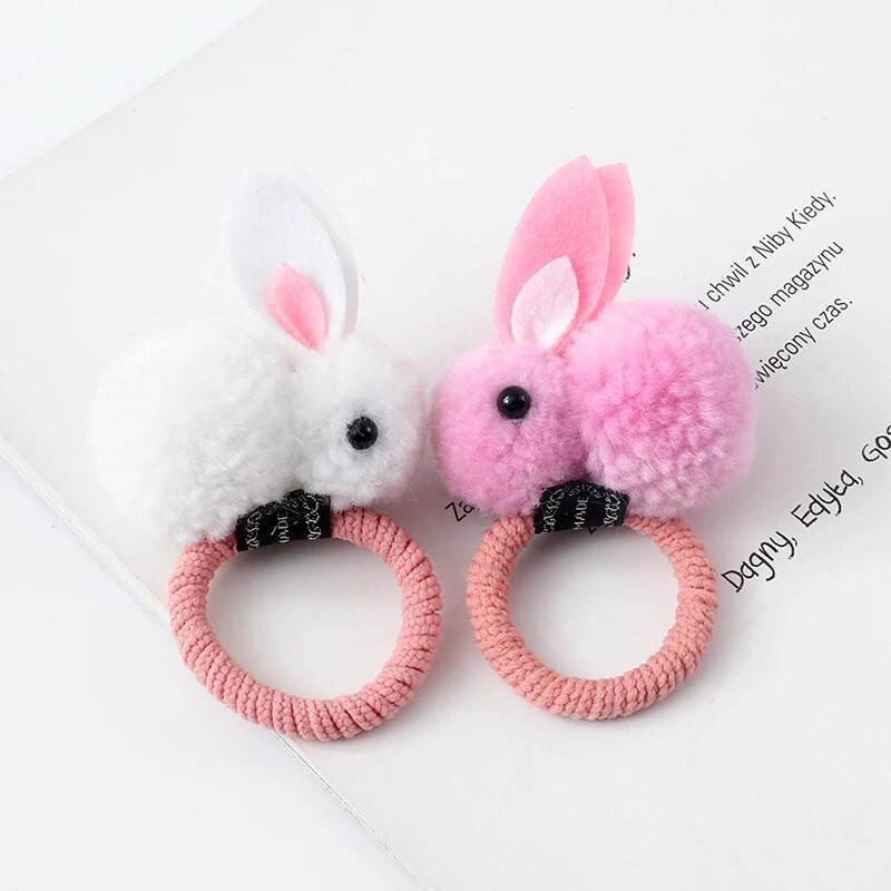 Сладка топка с животинска коса, пръстен за заешка коса, момичета, ластик, еластични ленти за коса, корейски шапки, детски аксесоари за коса, орнаменти