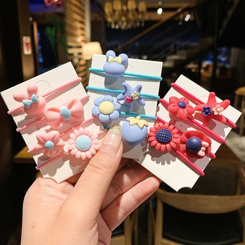 20 gab. Meiteņu krāsainas mazas elastīgas matu lentes bērniem zirgastes turētājs, kas nesāp Scrunchie galvas saite bērniem matu aksesuāri