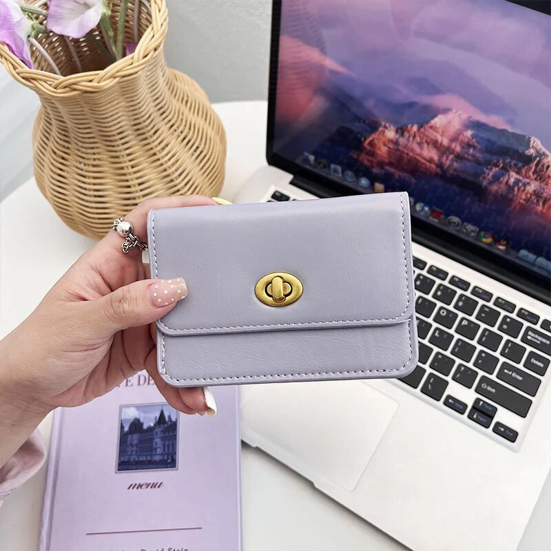 Super Slim μαλακό μονόχρωμο πορτοφόλι PU Δερμάτινο μίνι πορτοφόλι πιστωτικής κάρτας Πορτοφόλι με φερμουάρ Θήκες κάρτας Γυναικείο πορτοφόλι Μικρό πορτοφόλι νομισμάτων