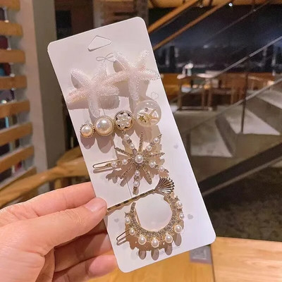 4gab Salda krāsaina Rhinestone Pērļu matadata Mirdzoša Zieda Sirds Matu Spraudītes Meitenēm Sānu stieņi Jauki Piespraudes Aksesuāri