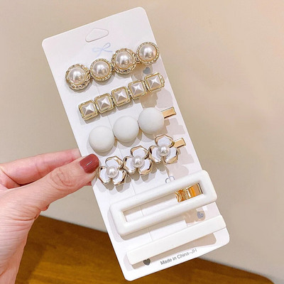 4gab Salda krāsaina Rhinestone Pērļu matadata Mirdzoša Zieda Sirds Matu Spraudītes Meitenēm Sānu stieņi Jauki Piespraudes Aksesuāri