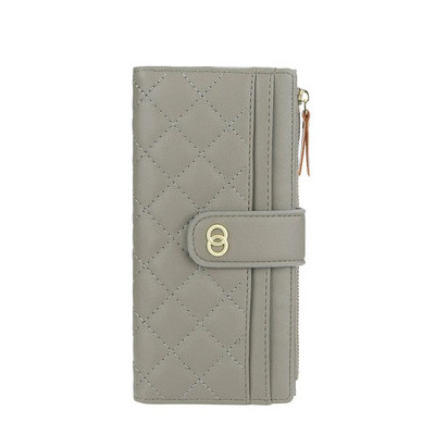 Jauni sieviešu maki, rūtaini raksti, mīksta poliuretāna āda, garš sieviešu maciņš ar rāvējslēdzēju, kvalitatīvs modes karšu turētājs, maks sievietēm