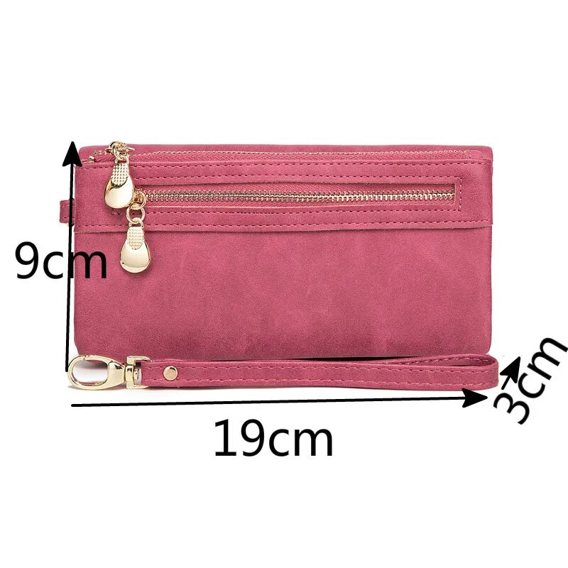 Lielas ietilpības Hasp rāvējslēdzēja maciņš Jauns sieviešu ādas maks Sieviešu maki Sieviešu garās rokas sajūga monētu karšu turētāji Portfel aizsprosti